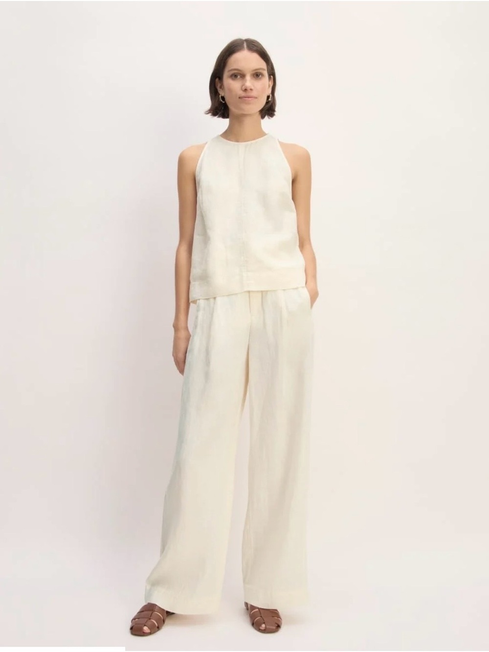 The Linen Way High Drape Pants (off White/ Cream)